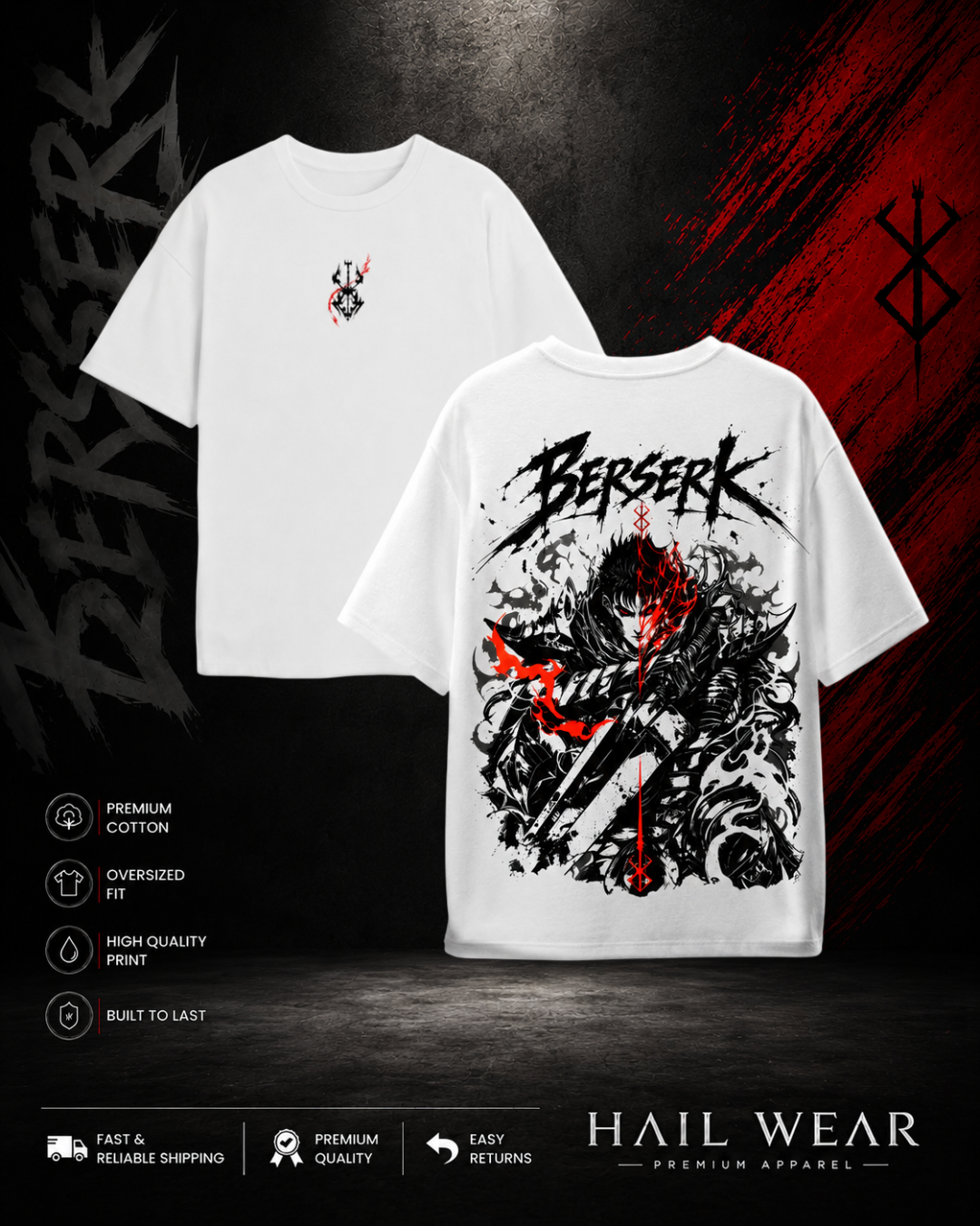 Title: Berserk Guts Dragon Slayer Oversized T-Shirt