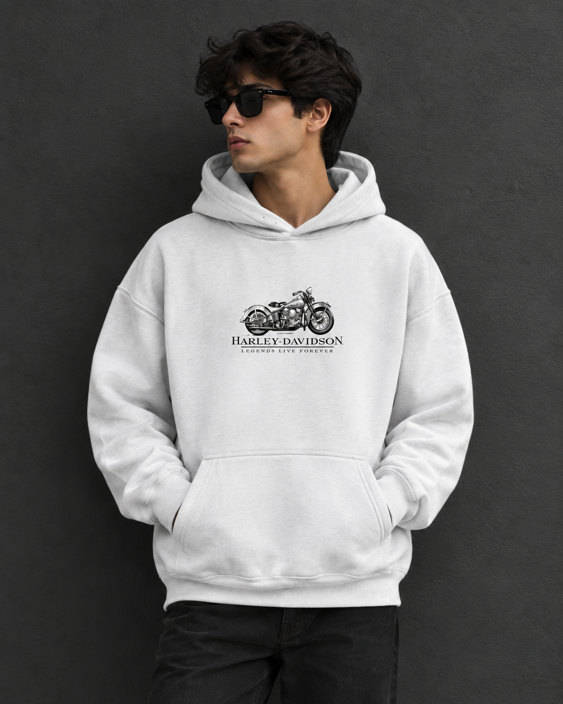 Classic Harley-Davidson Graphic Fleece Hoodie Vintage