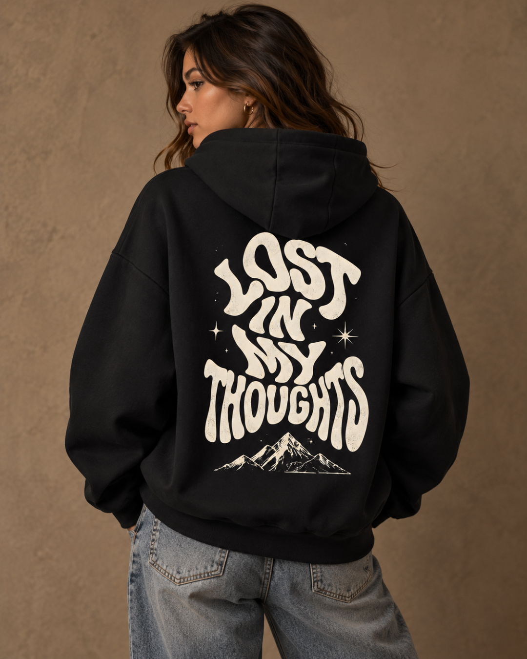 Lost In My Thoughts Oversized Graphic Hoodie