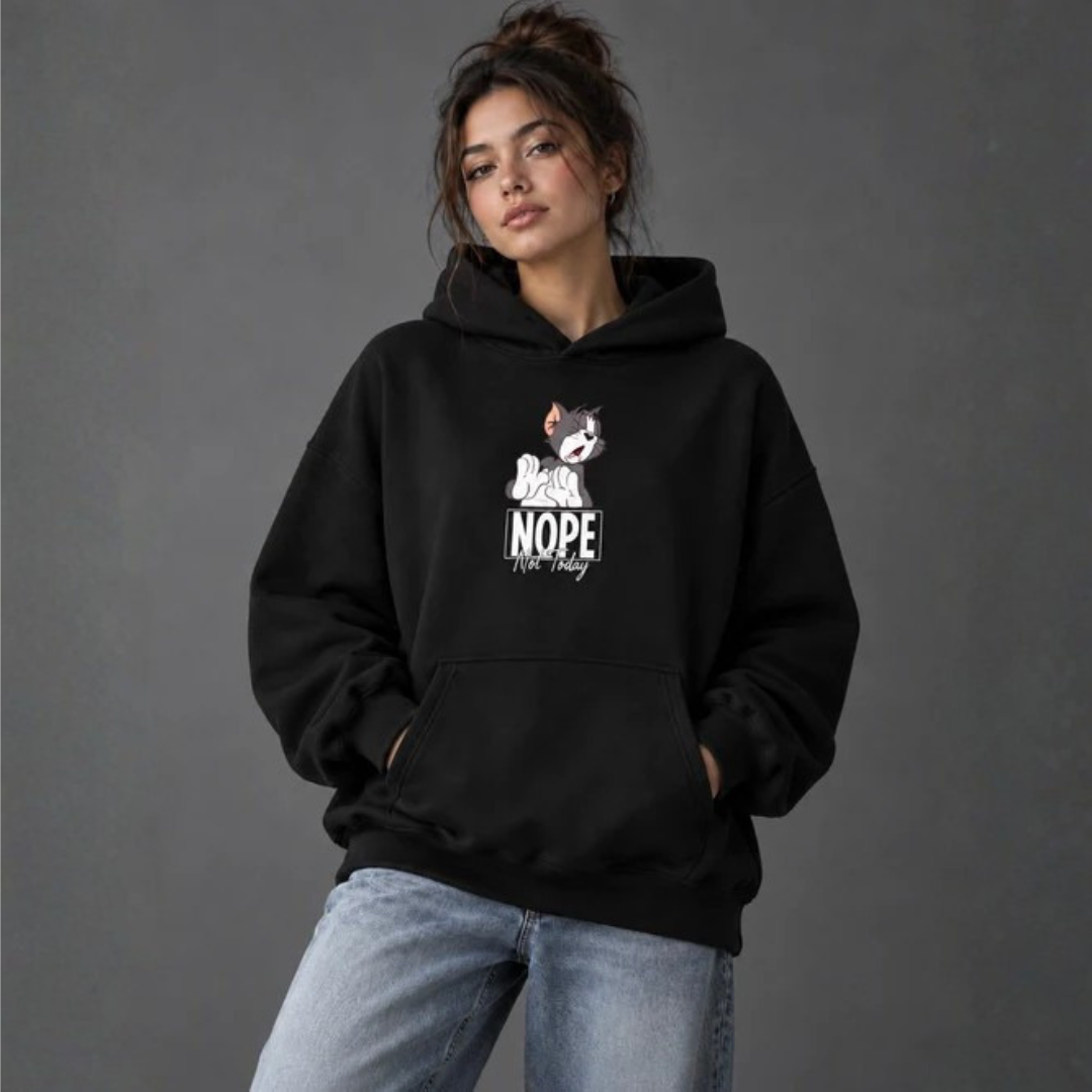 Nope Not Today Cartoon Cat Hoodie