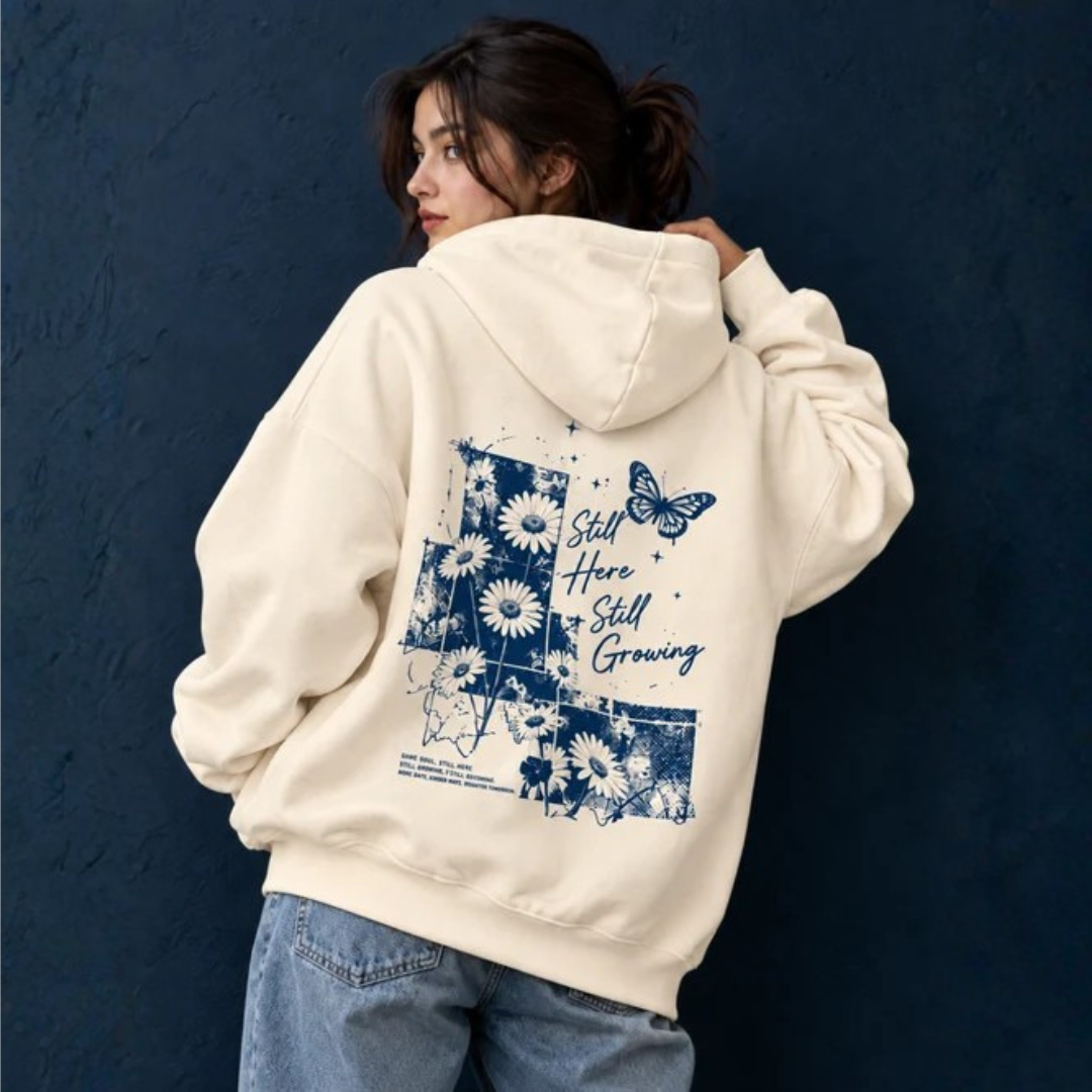 Still Here Still Growing Oversized Graphic Hoodie