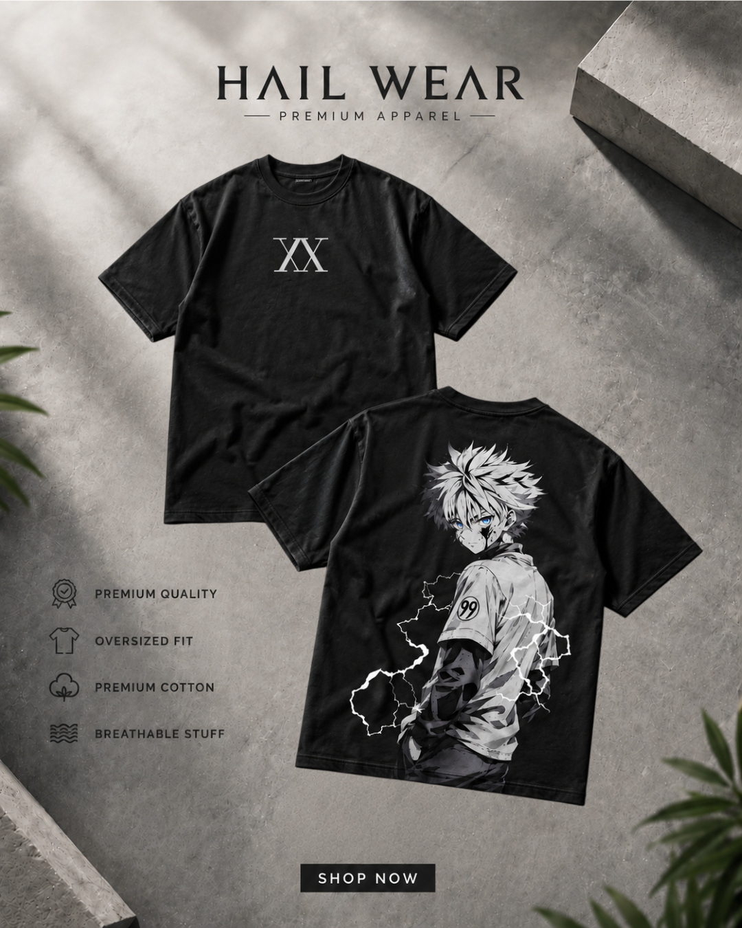 Killua Anime Graphic Oversized T-Shirt