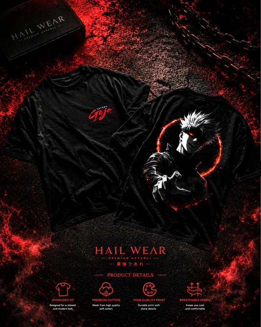 Gojo Satoru Crimson Aura Oversized T-Shirt