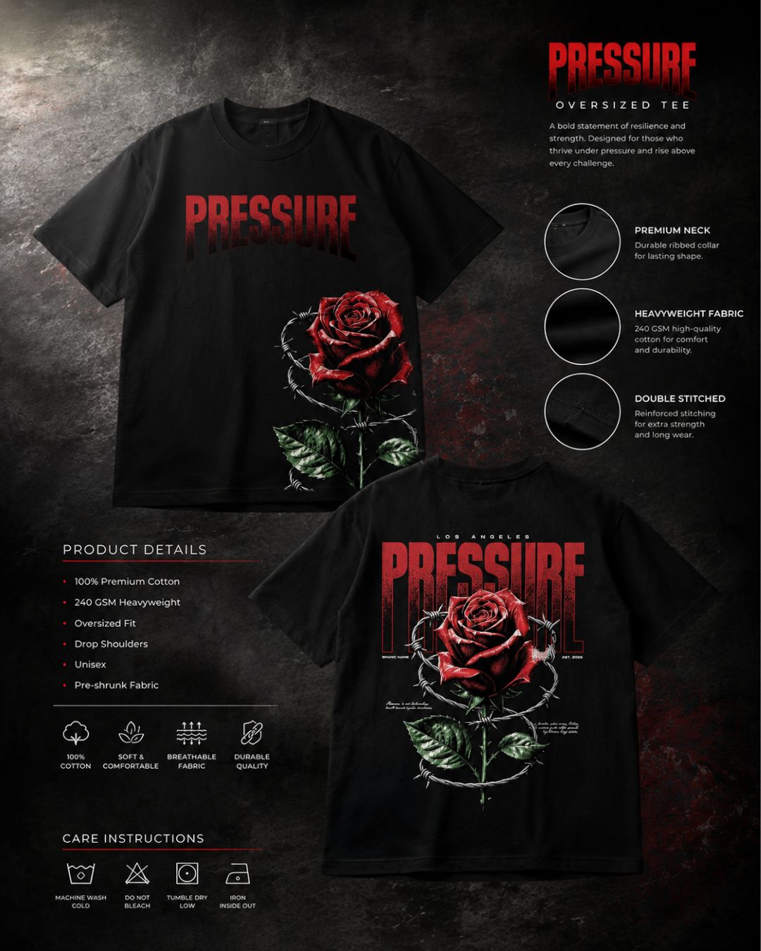 PRESSURE Heavyweight Graphic Oversized T-Shirt