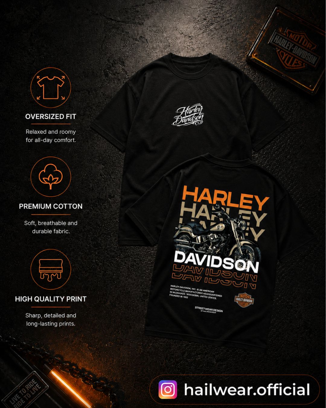 Harley-Davidson Vintage Graphic Oversized T-Shirt