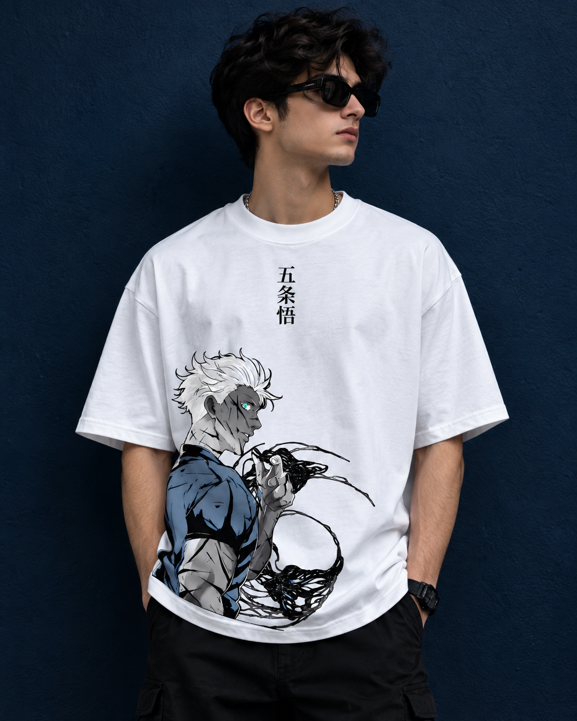 Gojo Satoru Limitless Graphic Oversized T-Shirt - White