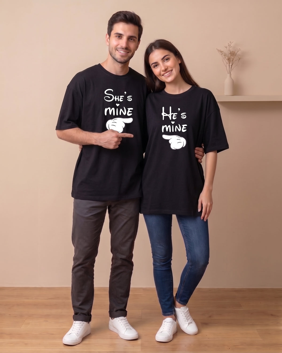 She's Mine & He's Mine" Matching Couple T-Shirts
