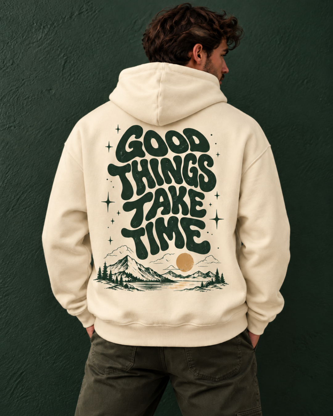 Good Things Take Time Oversized Graphic Hoodie