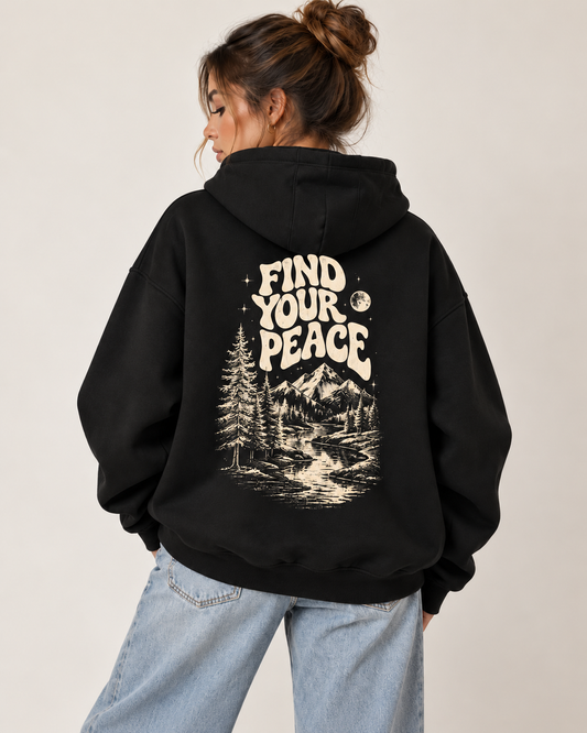 Find Your Peace Oversized Graphic Hoodie