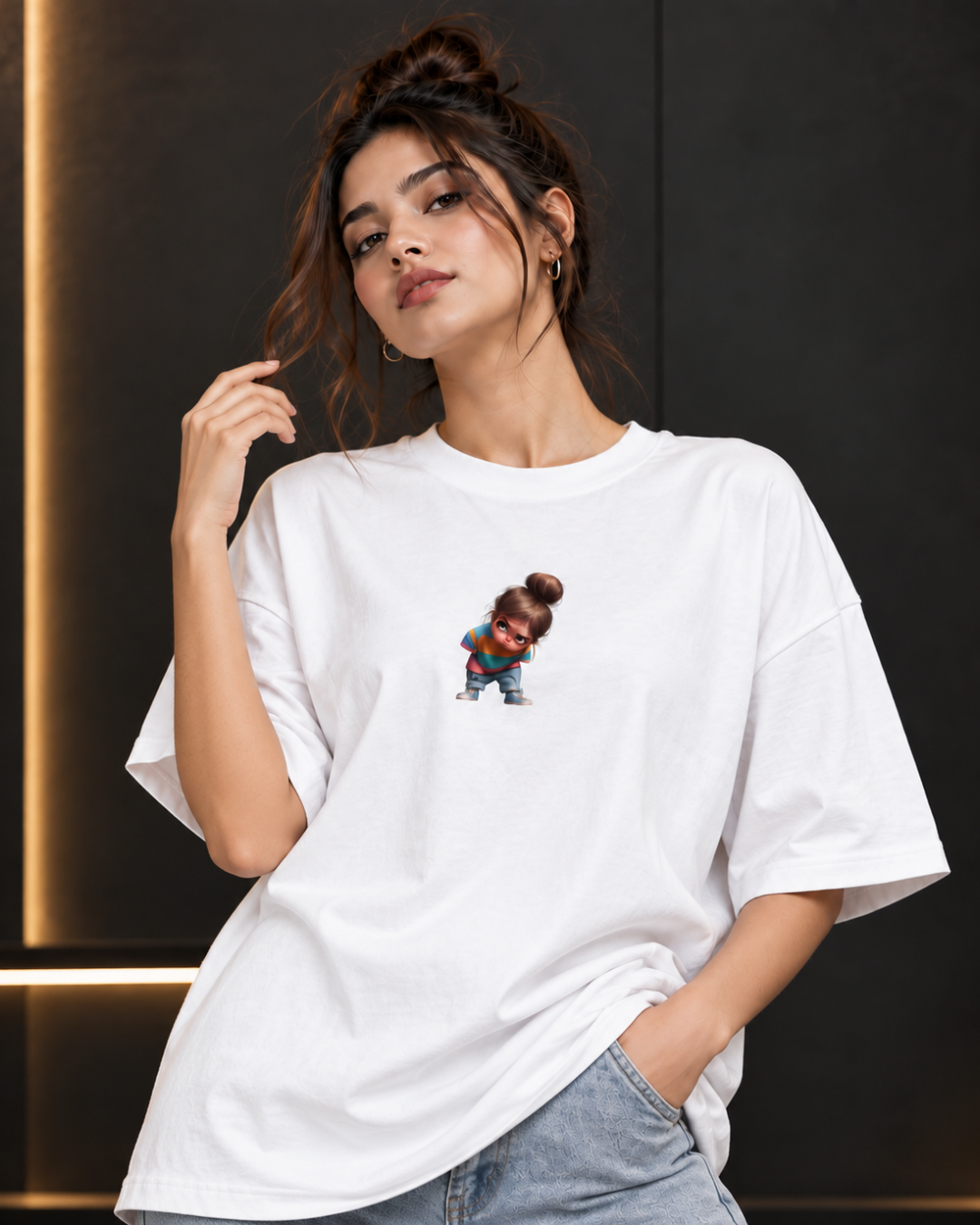 Couple Oversized White Graphic T-Shirts