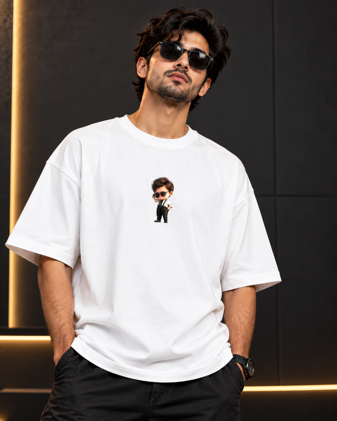 Couple Oversized White Graphic T-Shirts