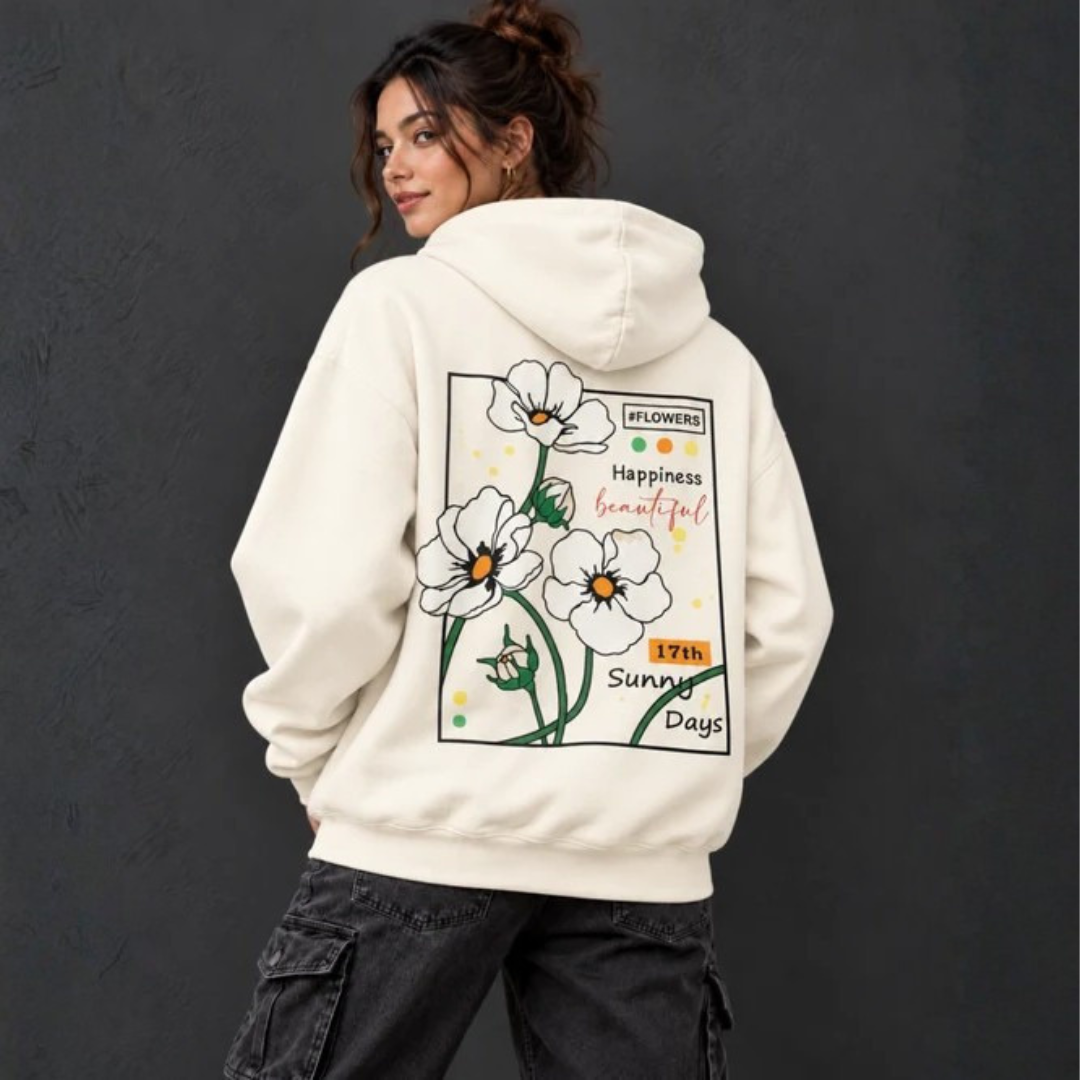 Sunny Bloom Floral Graphic Hoodie