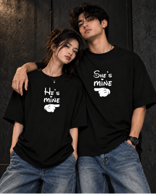 She's Mine & He's Mine" Matching Couple T-Shirts