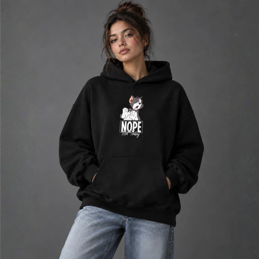 Nope Not Today Cartoon Cat Hoodie