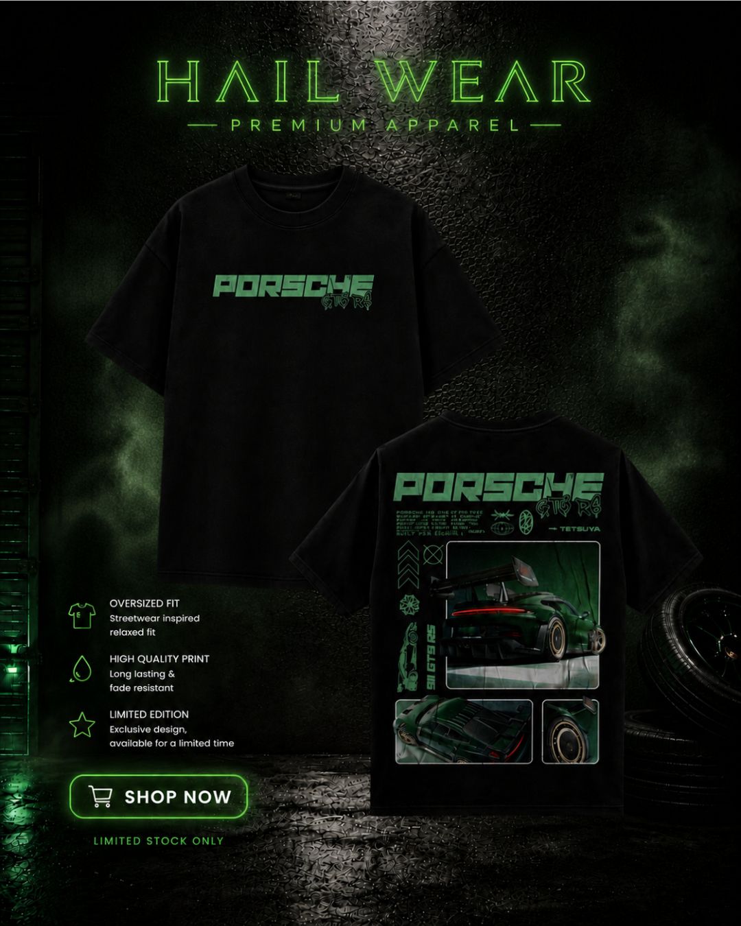 Porsche GT3 RS Oversized Graphic T-Shirt