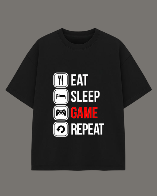 EAT SLEEP GAME REPEAT Graphic T-Shirt