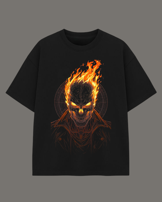 Marvel Ghost Rider Flaming Skull Oversized T-Shirt
